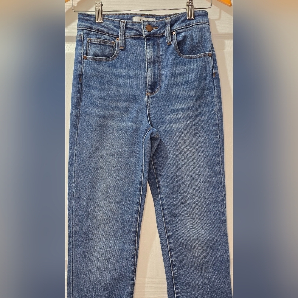 Justfab Dark Blue Skinny Jeans Size 24 High Waist Stretch Denim
